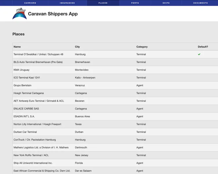 Caravan Shippers App